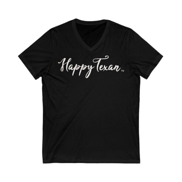 A black t-shirt with the words happy texas written in white.