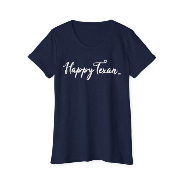 A navy blue t-shirt with the words " happy texas ".