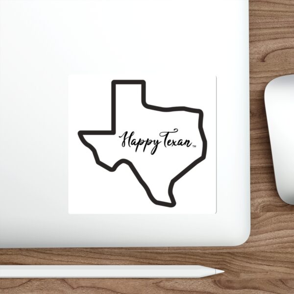 A laptop with a sticker of the state of texas.