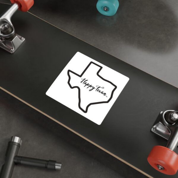 A skateboard with the texas shape on it.