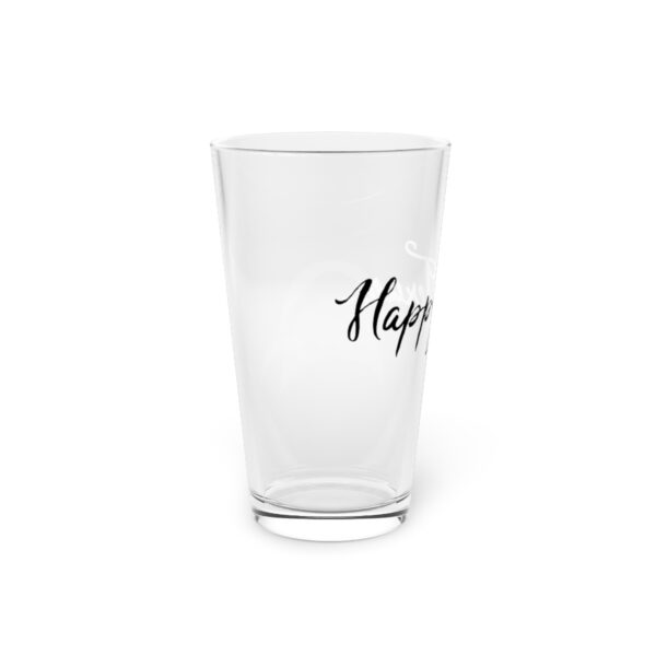 A glass with the word " happy " written on it.