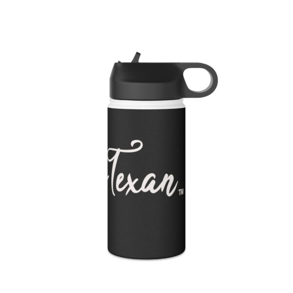 A black and white texas water bottle