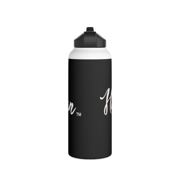 A black water bottle with the word " hope ".