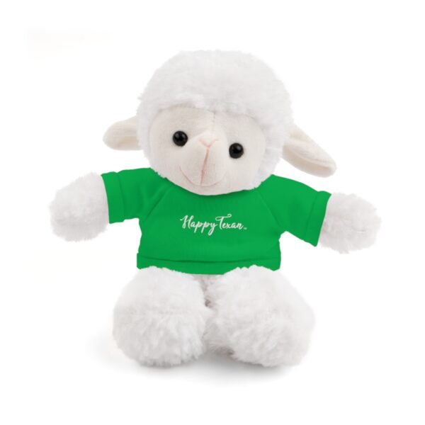 A stuffed animal with a green shirt on it