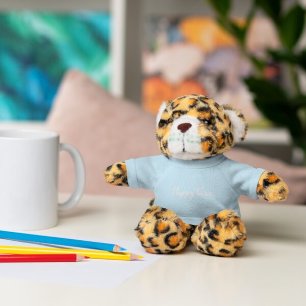 A stuffed animal sitting on top of a table.