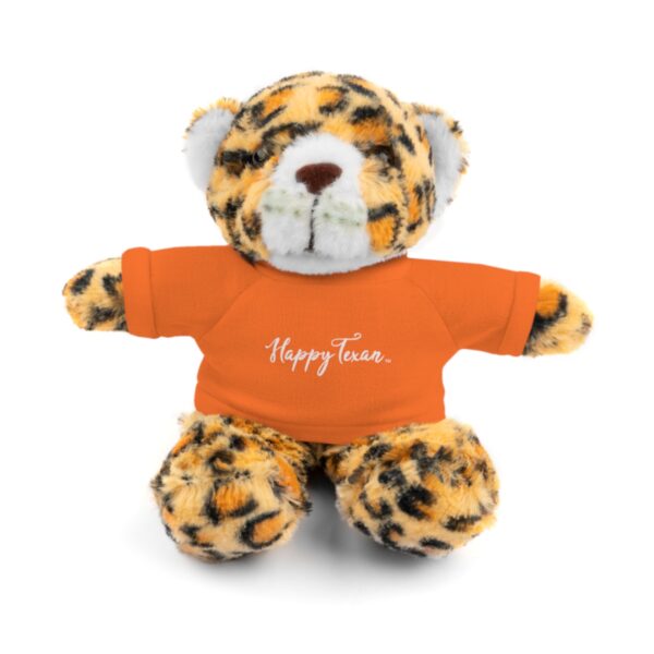 A stuffed animal with a t-shirt on it