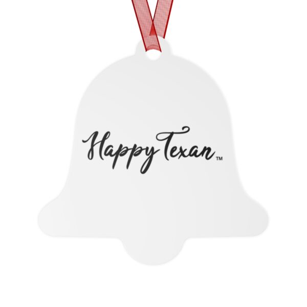 A bell shaped ornament with the words " happy texas ".