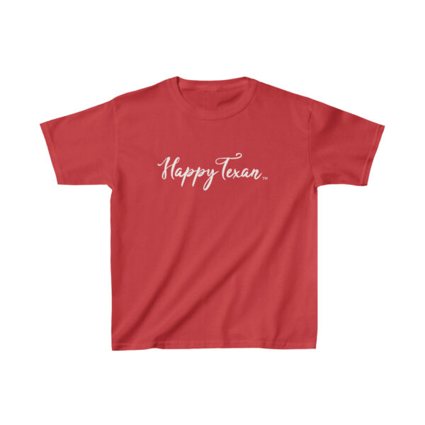 A red Kids Heavy Cotton™ Tee that says happy tuesday.